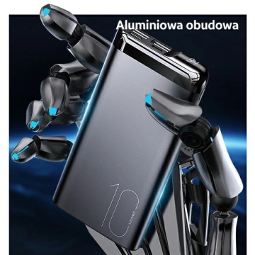 USAMS Powerbank PB55 10000mAh 2xUSB wyświetlacz LED szary/grey 10KCD14801 (US-CD148) aluminium