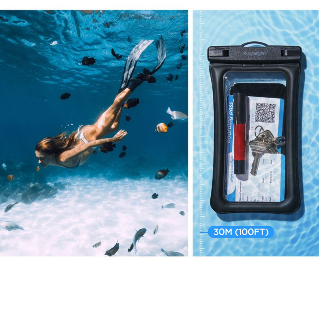 Universal waterproof case x2 for phone 8.2 Spigen A610 IPX8 Black