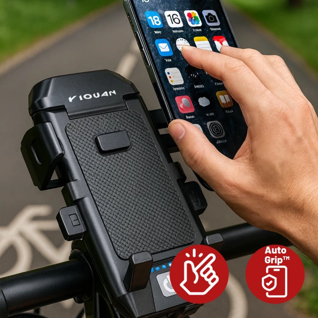 Fahrrad Handyhalter 4in1 LED Licht T6 Frontklingel Fahrradhupe Powerbank 3000mAh Schwarz