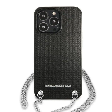 Etui Karl Lagerfeld KLHCP13LPMK für iPhone 13 Pro / 13 6,1" Hardcase Leder Strukturiert und Kette