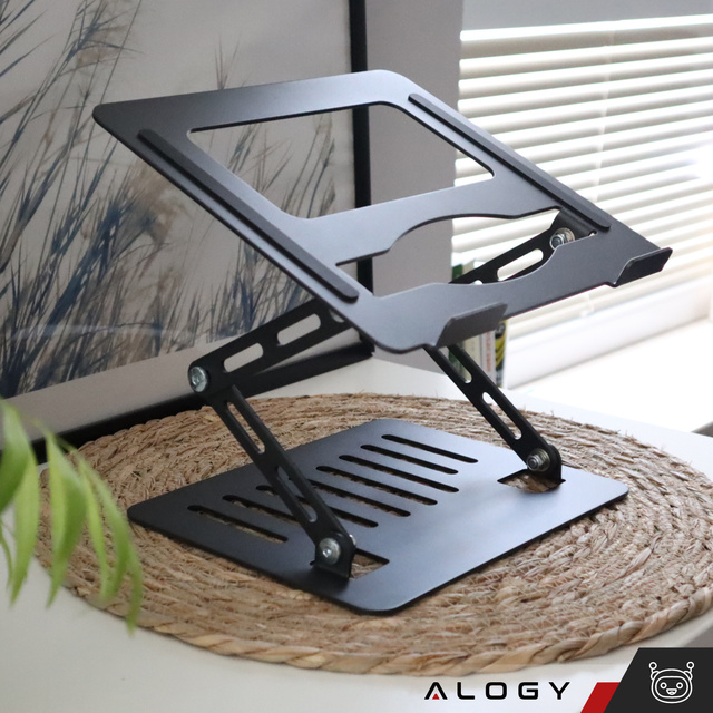 Тримач для ноутбука Macbook Tablet 17" stand stand складаний регульований алюміній для столу 25 x 21.5cm Alogy Graphite