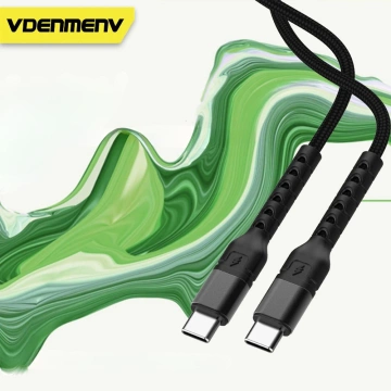 Nabíjací kábel Denmen USB-C na USB-C 100W 1m, rýchlonabíjací, čierny