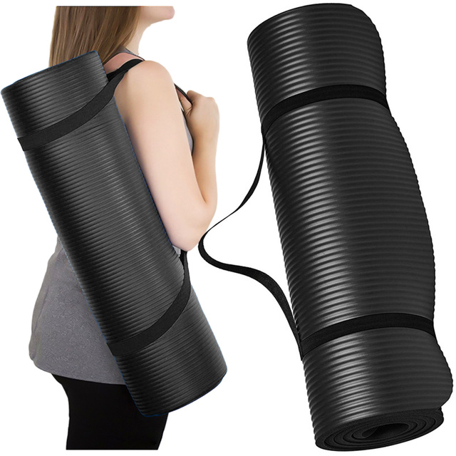 Килимок Yoga Fitness Pilates гімнастичний 185x58 1см Alogy протиковзкий водонепроникний Чорний