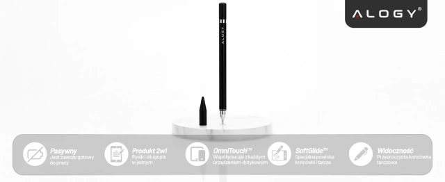 Alogy 2-in-1 kapazitiver Touch-Stift für Telefon-Tablet-Bildschirm mit Stift Schwarz