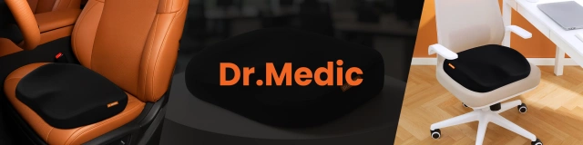 Poduszka na fotel DR.MEDIC ComfySeat™ Ergonomiczna siedzisko biurowe wsparcie kości ogonowej na krzesło do biura auta samochodu Czarna