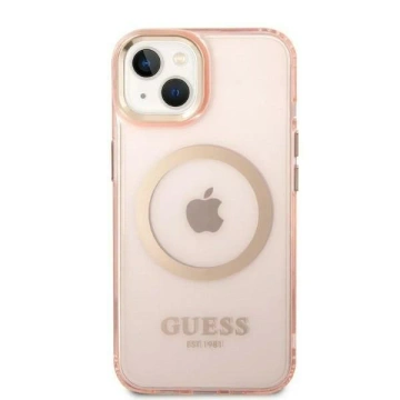 Etui Guess GUHMP14MHTCMP для Apple iPhone 14 Plus 6,7" różowy/рожевий твердий чохол Gold Outline Translucent MagSafe