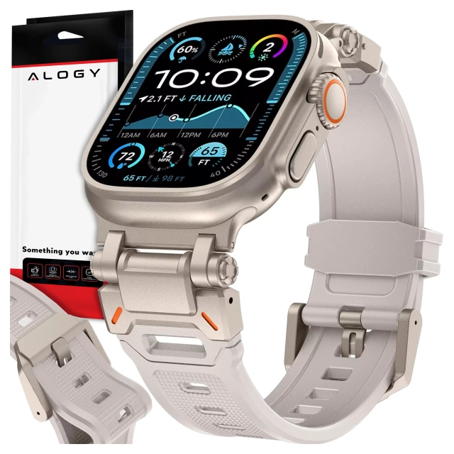 Alogy Luxusný kovový remienok na náramok TPU pre Apple Watch 42/44/45/49 mm béžový