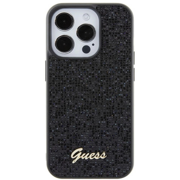 Originálne puzdro GUESS Hardcase GUHCP15LPMSDGSK pre iPhone 15 PLUS (Disco Script Metal / čierne)