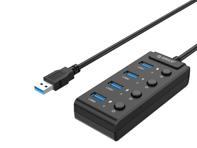 Концентратор USB 3.0. Orico з перемикачами, 5x USB (чорний)