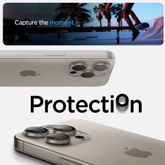 2 x Spigen Optik.TR „Ez Fit“ Kameraschutz für iPhone 14 Pro / Pro Max / 15 Pro / Pro Max, natürliches Titan