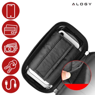 Tasche Wasserdichte Fahrradtasche für Telefon 6,4 Zoll Lenkerhalter 0,5 l Alogy Schwarz