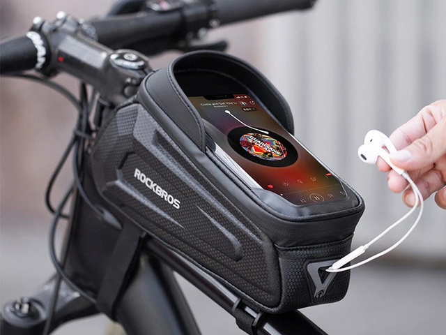 Puzdro brašna na bicykel držiak telefónu na rám RockBros B68 Black