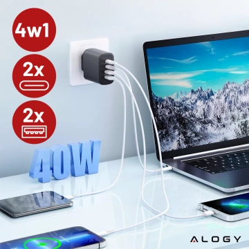 HUB splitter Alogy Adaptér pre počítačový notebook s USB-C na 3x USB-A 2.0 1x USB-A 3.0 sivý