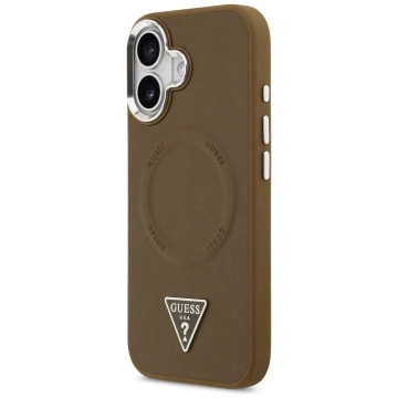 Etui Guess MagSafe do iPhone 17 Triangle Logo Brown