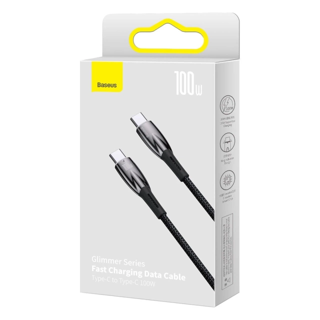 Baseus Glimmer Series Schnellladekabel USB-C 480Mbps PD 100W 1m Schwarz