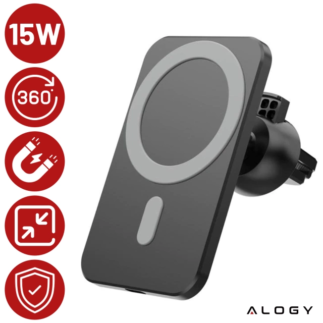 Car holder with Qi charger MagSafe Alogy for grille/board 15W