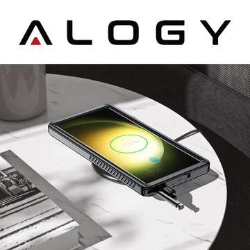 Waterproof case for Samsung Galaxy S23 Ultra 360 Alogy Armor IP68 with lanyard Black