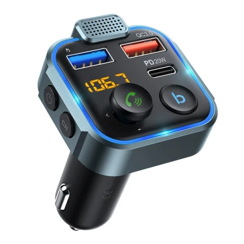 EcoBox Set FM Transmitter Bluetooth 2xUSB PD 20W 3in1 USB Cable Black