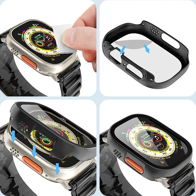 Alogy Protector Case with Glass 2in1 Case Cover for Apple Watch Ultra 49mm Black