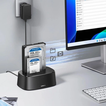Док-станція Ugreen CM198 50857 з USB 3.0 для SATA 2.5" 3.5" SSD HHD Блок живлення EU - Чорний