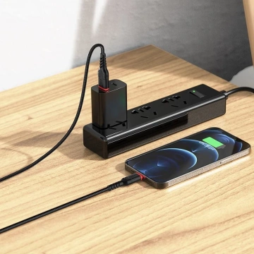 Кабель HOCO USB-A на Lightning X59 3 м, чорний, міцний нейлоновий обплетений, 2.4A