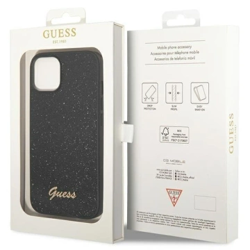 Etui Guess GUHCP14MHGGSHK pre Apple iPhone 14 Plus 6,7" čierne/čierne pevné puzdro Glitter Script
