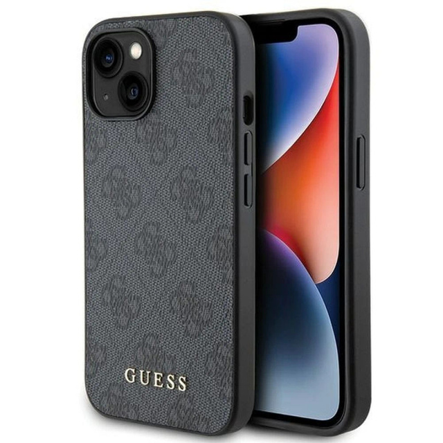 Originálne puzdro GUESS Hardcase GUHCP15SG4GFGR pre iPhone 15 (4G kovové logo / sivé)