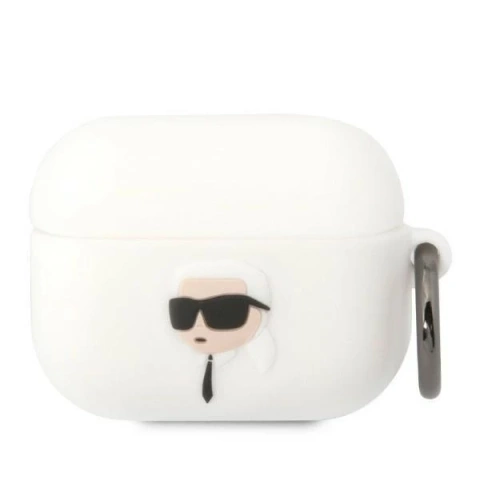 Ochranné pouzdro na sluchátka Karl Lagerfeld pro kryt AirPods Pro bílá/bílá Silikon Karl Head 3D
