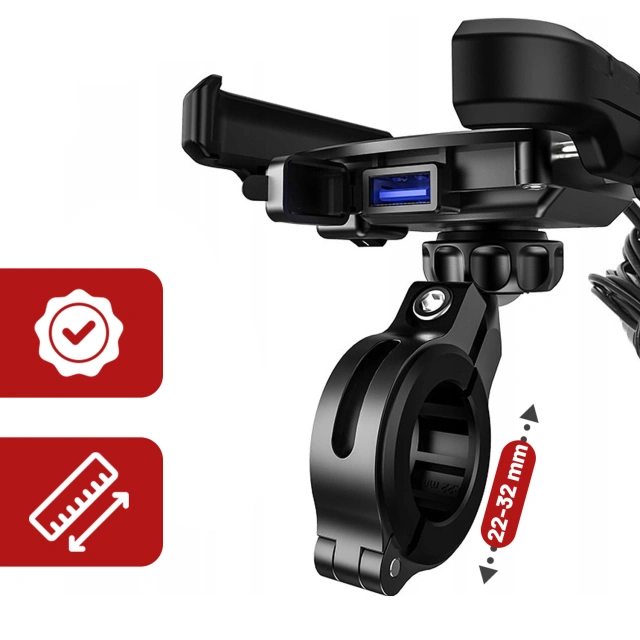 Motorrad Handyhalter Kewig KWG-M8 mit QC 3.0 Ladegerät