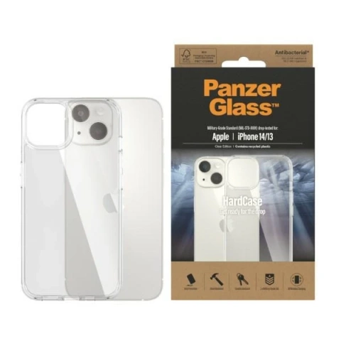 Etui PanzerGlass HardCase pro iPhone 14 6,1" Antibakteriální, transparentní vojenské třídy 0401