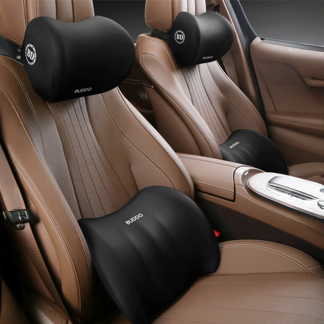 2x Alogy Car Polštář Back Bederní Neck Support Memory Foam Black