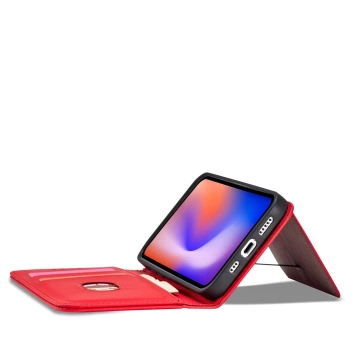 Magnetkartenhülle für iPhone 12 Pro Max Tasche Kartenetui Kartenhalter Rot