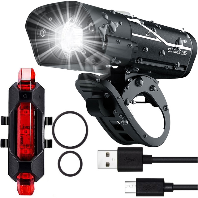 Bike Light Front Rear LED Front Rear Bike Light Lighting Waterproof IPX4 USB Bike Light Kit Alogy