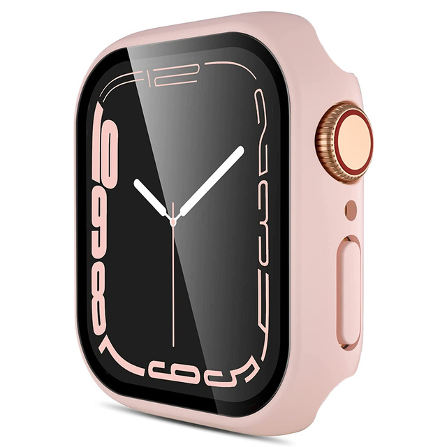Alogy 2in1 Gehäuse Overlay Glas für Apple Watch 7 45mm Rosa