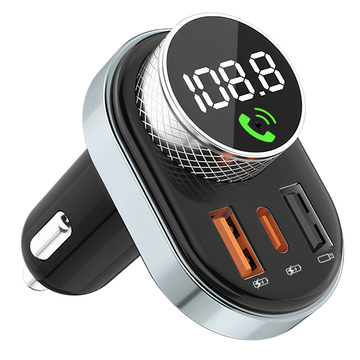 FM vysílač nabíječka do auta Bluetooth 5.0 USB QC 3.0 USB-C PD 30W karta MP3 TF BC74 černá
