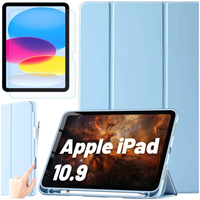 Скляний чохол для Apple iPad 10 покоління. Чохол для планшета 10.9" 2022 Alogy Smart Case Pencil Holder Blue