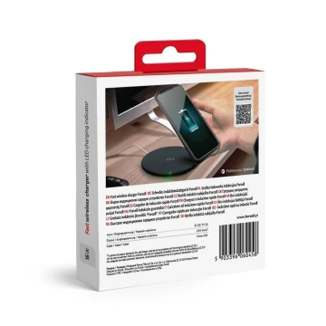 Індуктивний зарядний пристрій Forcell Qi 15W Quick Charge USB-C, тонкий, чорний