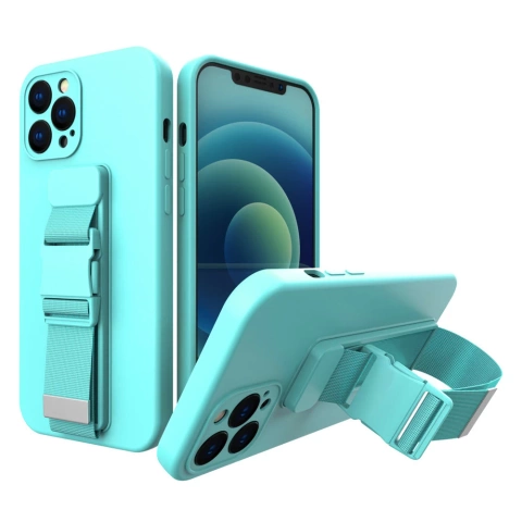 Púzdro na lano gélové puzdro s retiazkou na šnúrku vak na šnúrku na iPhone 12 mini svetlomodré