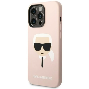 Karl Lagerfeld protective phone case KLHCP14LSLKHLP for Apple iPhone 14 Pro 6.1" hardcase pink/pink Silicone Karl`s Head