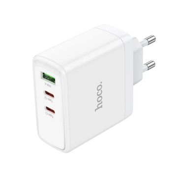 HOCO 2 x Type C USB A QC PD 65W GaN nástenná nabíjačka Biela