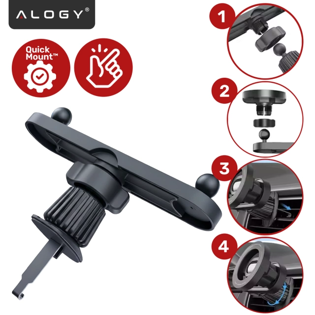 Car Air Vent Holder - MagSafe Dual Holder for 2 Phones, Strong and Stable, Magnetic Design - Alogy MagGrip™ Duo Black