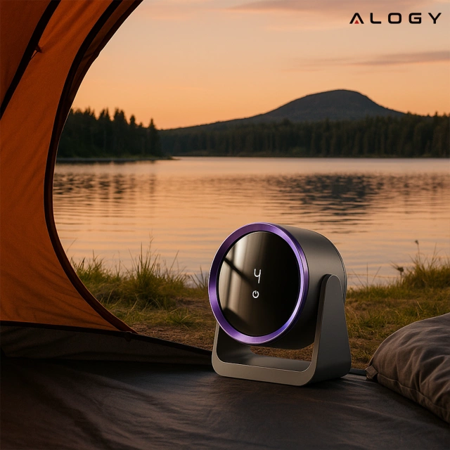 Stolný ventilátor stojaci ventilátor malé obehové čerpadlo s klipom bezdrôtové ručné 500mAh USB-C Alogy White