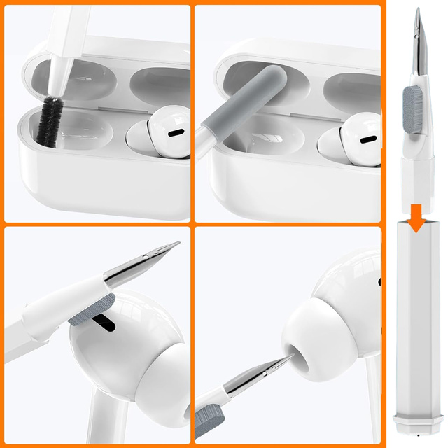 20in1 cleaning set for cleaning the phone keyboard, headphones, multifunctional cleaner, brush, Alogy Set, white