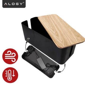 Organizer box for cables strips box M desk floor Alogy BOX wood Black