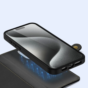 Шкіряний чохол-гаманець Dux Ducis Lawa для iPhone 15 Pro, чорний