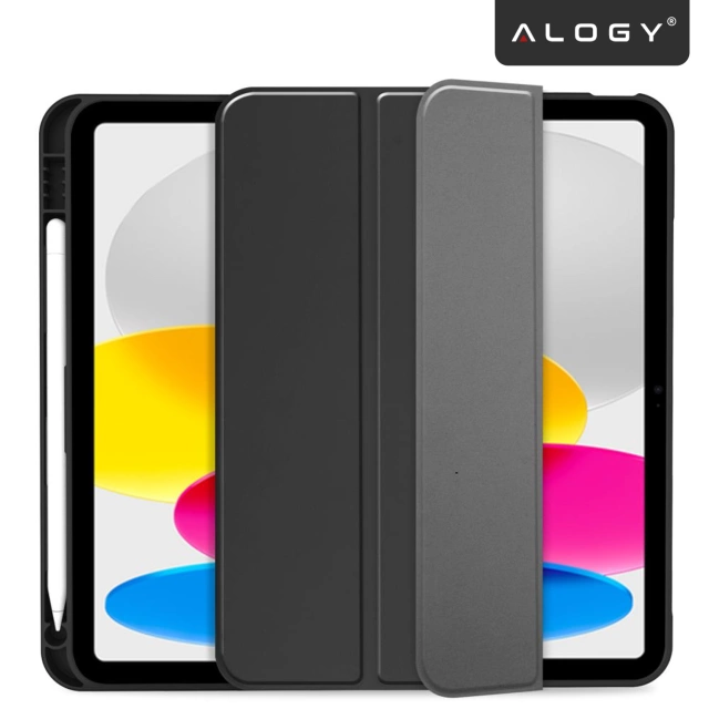 Alogy Book Cover Pencil Case Schutzhülle mit Stifthalter für Apple iPad Air 4 2020 / Air 5 2022 10,9 Zoll, Schwarz