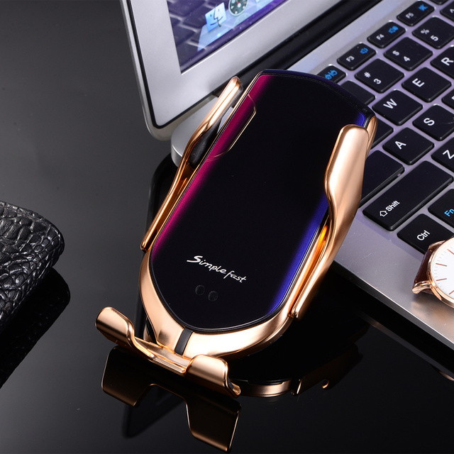 Автомобільний тримач Alogy R2 Qi індукційний зарядний пристрій для автомобіля для решітки Gold 10W