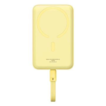 Baseus Magnetic Mini MagSafe 10000mAh 30W Power Bank with Built-in USB-C Cable - Yellow Baseus Simple Series USB-C Cable - USB-C 60W 0.3m