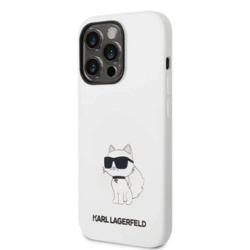 Puzdro Karl Lagerfeld KLHMP14XSNCHBCH pre iPhone 14 Pro Max 6,7" pevné puzdro Silikónové Choupette MagSafe biele/biele