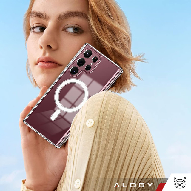 Puzdro na Samsung Galaxy S24 Ultra Mag Safe Case Zadný kryt krytu Anti-Shock Clear Alogy Transparent Glass